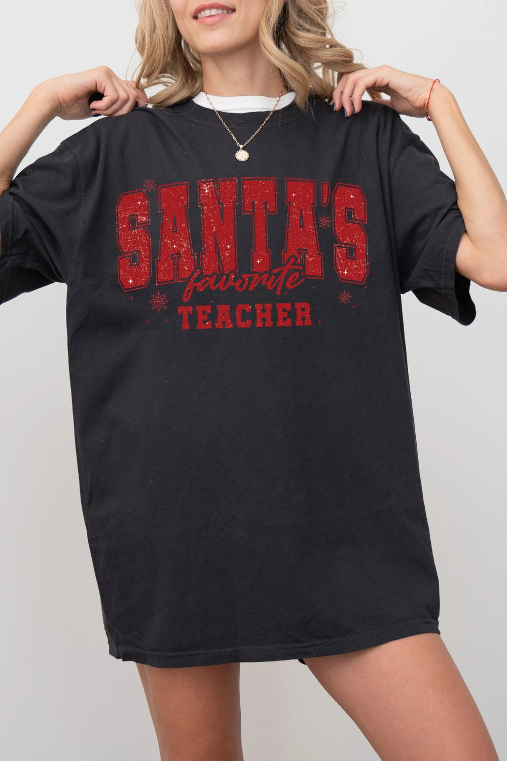 Santa's Favorite Teacher Christmas Tee For Women