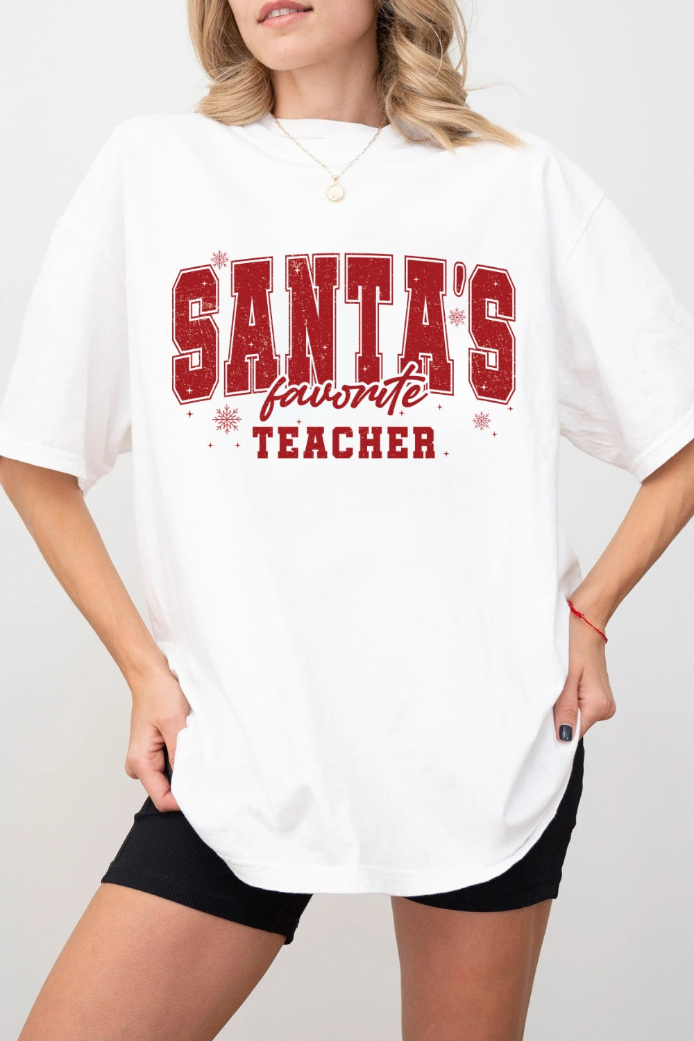 Santa's Favorite Teacher Christmas Tee For Women