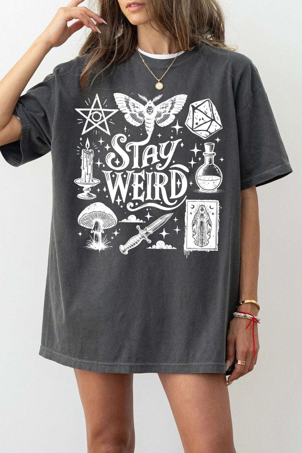 Stay Weird Witchy Vibes Gothic Tee For Women