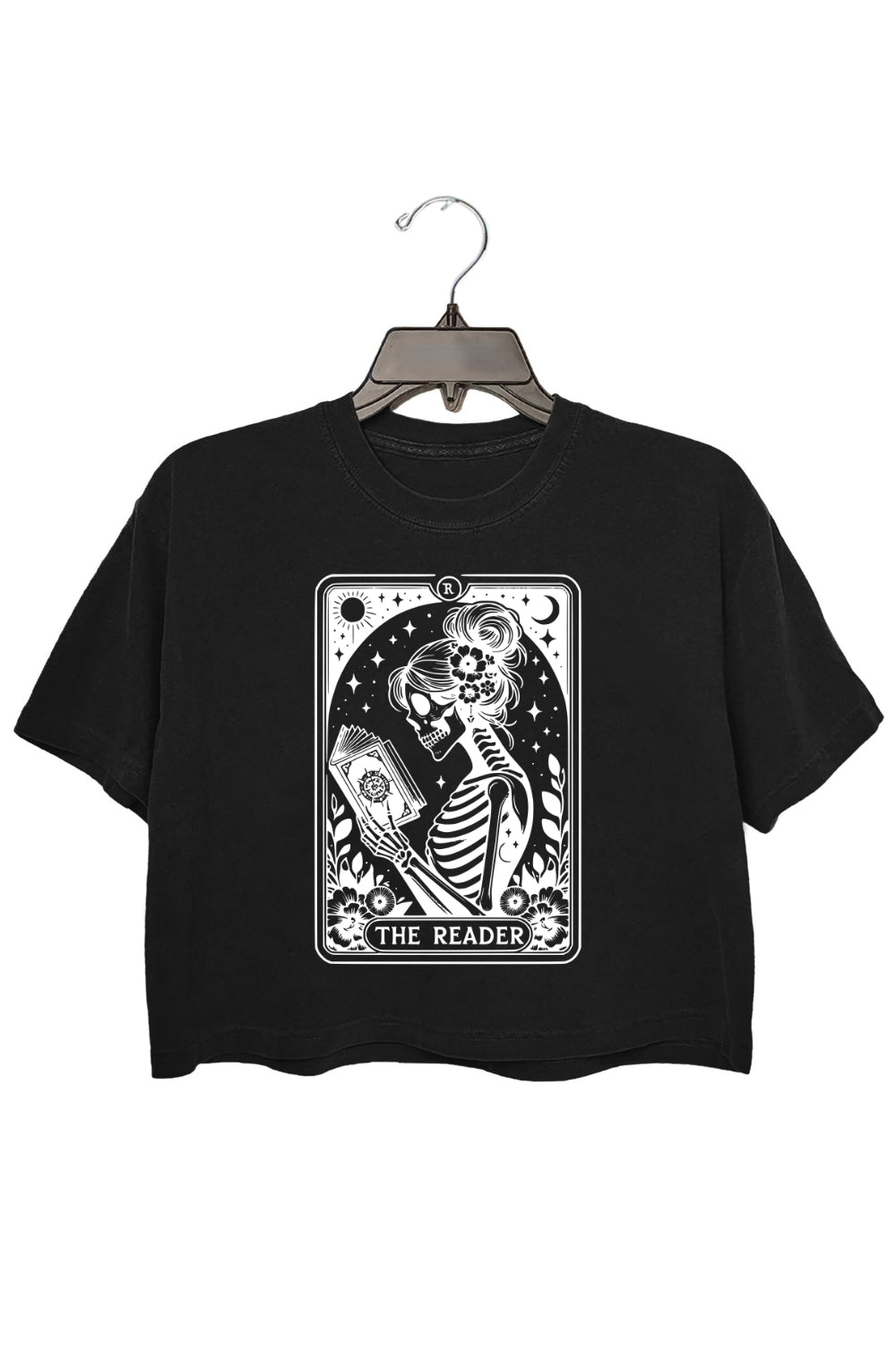 The Reader Tarot Card Skeleton Reading Crop Top For Women