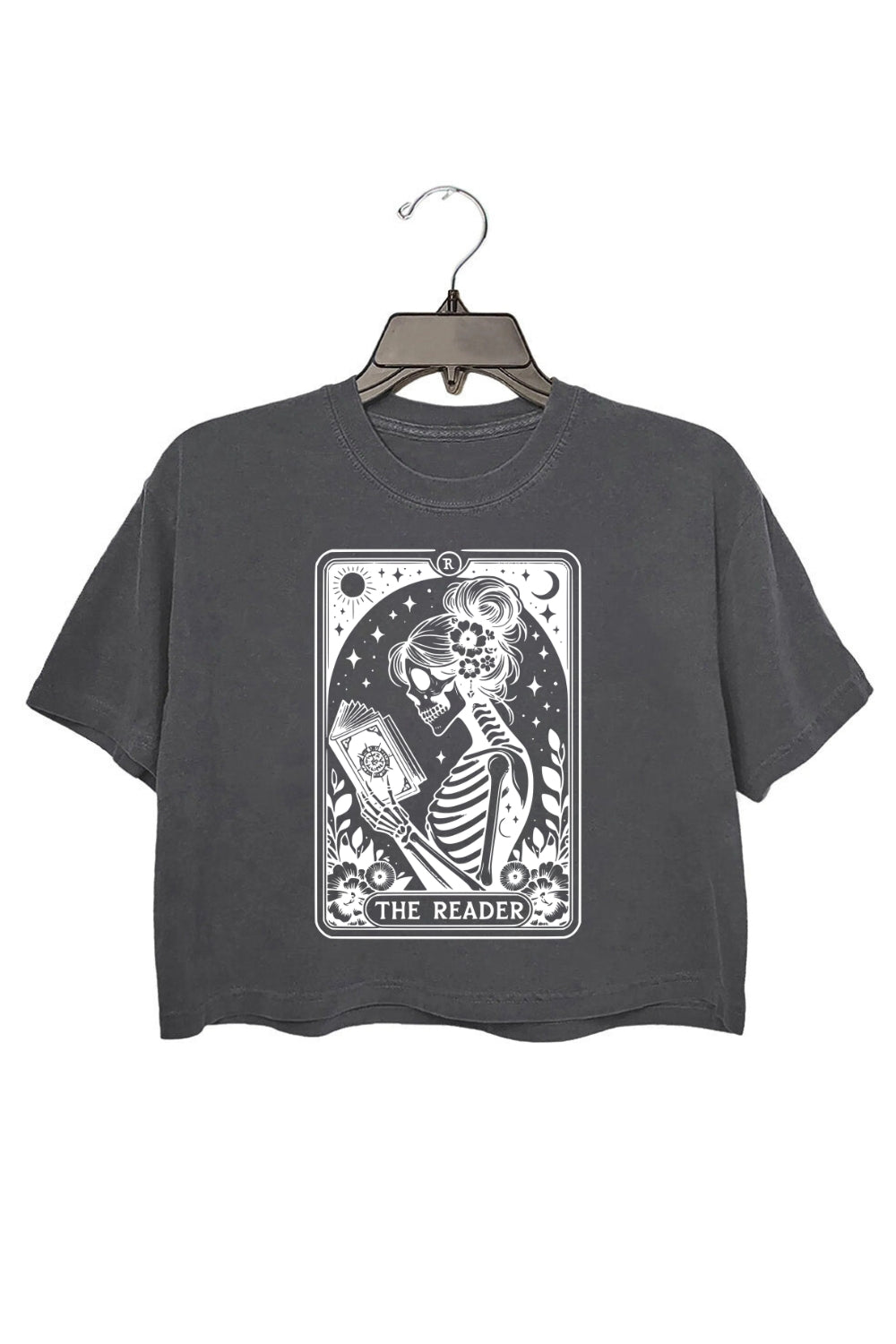 The Reader Tarot Card Skeleton Reading Crop Top For Women