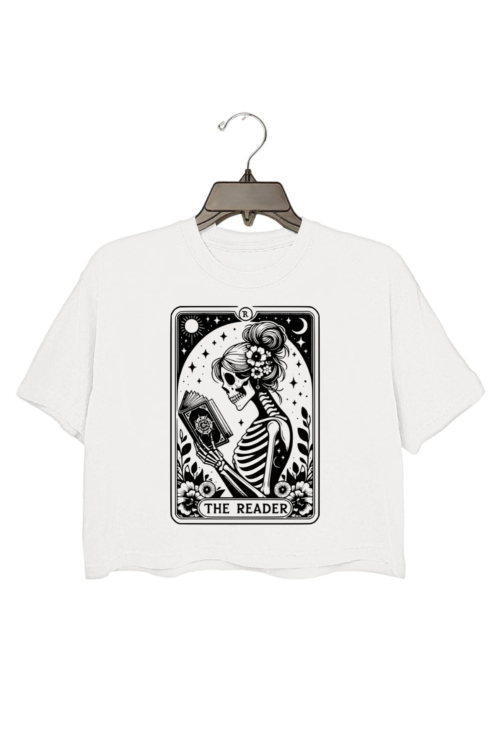 The Reader Tarot Card Skeleton Reading Crop Top For Women
