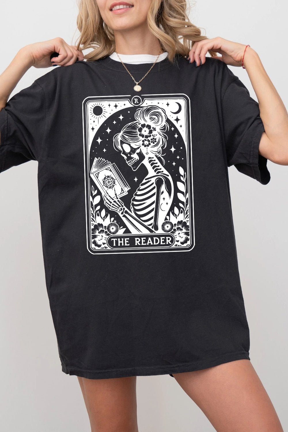 The Reader Tarot Card Skeleton Reading Tee For Women