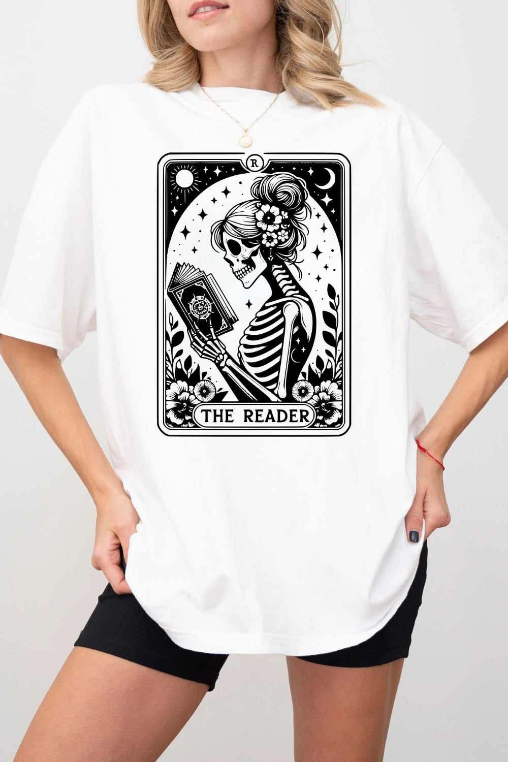 The Reader Tarot Card Skeleton Reading Tee For Women