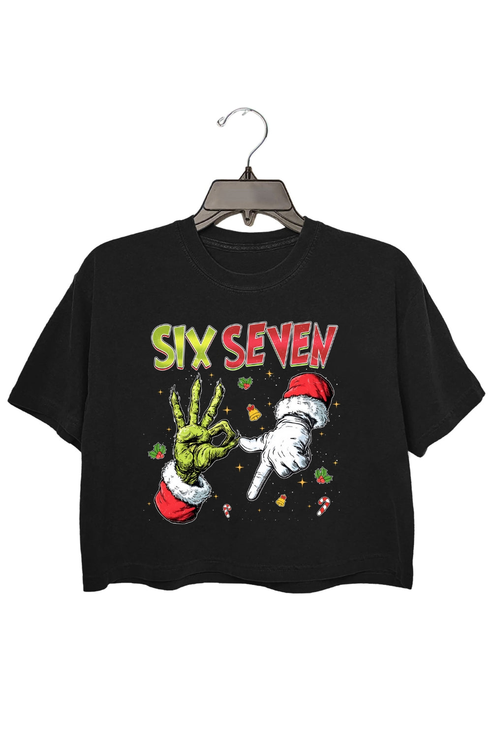 Funny Six Seven Meme Christmas Crop Top For Women