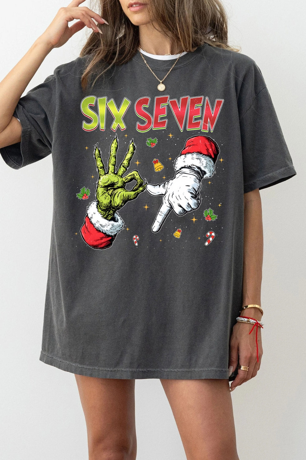 Funny Six Seven Meme Christmas Tee For Women