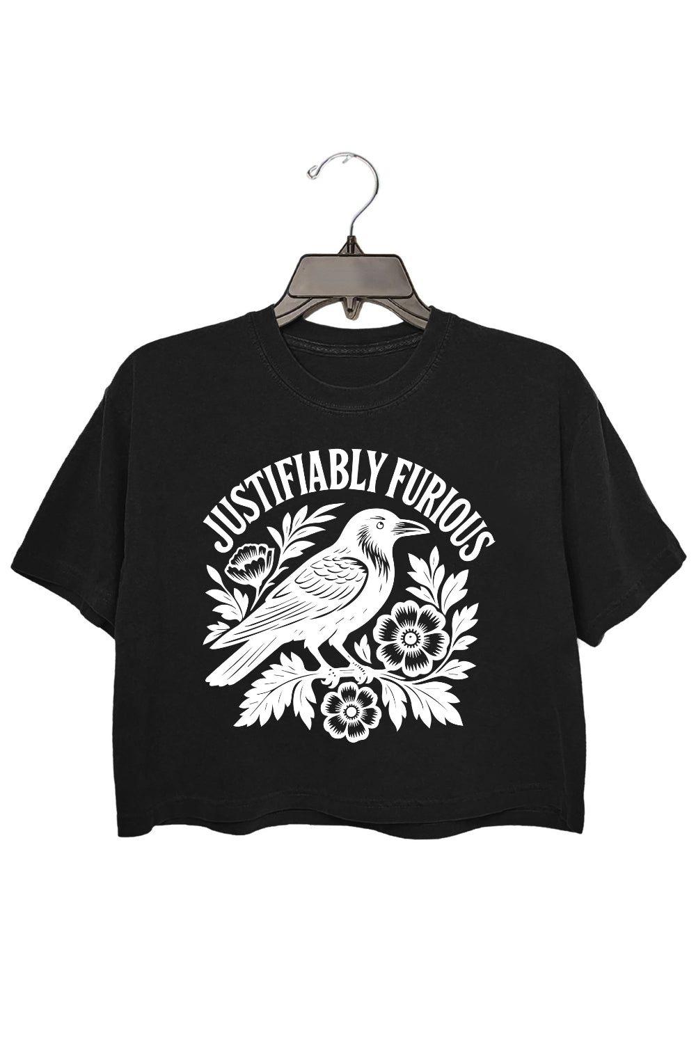 Justifiably Furious Raven Feminist Crop Top For Women