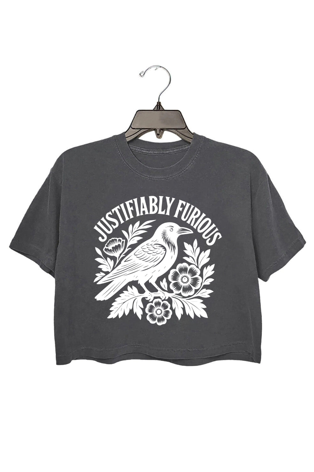 Justifiably Furious Raven Feminist Crop Top For Women