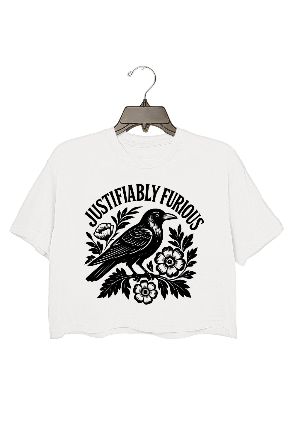 Justifiably Furious Raven Feminist Crop Top For Women