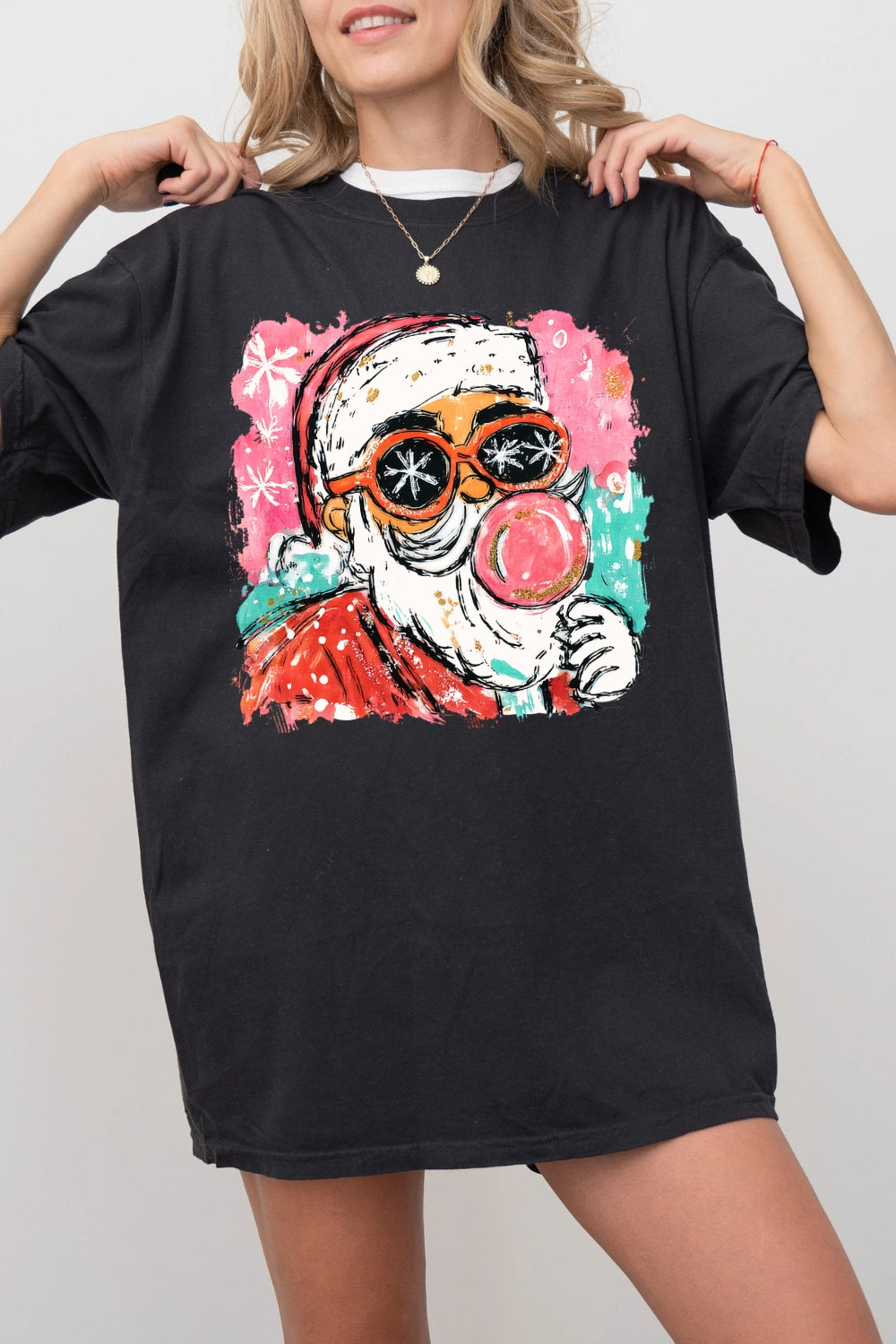 Preppy Santa Clause Christmas Tee For Women