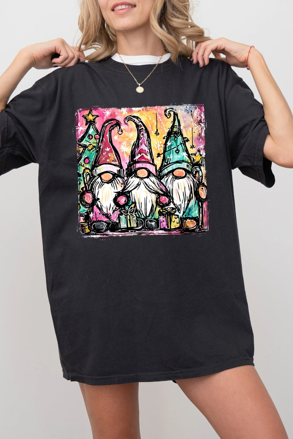 Cute Christmas Santa Gnome Tee For Women
