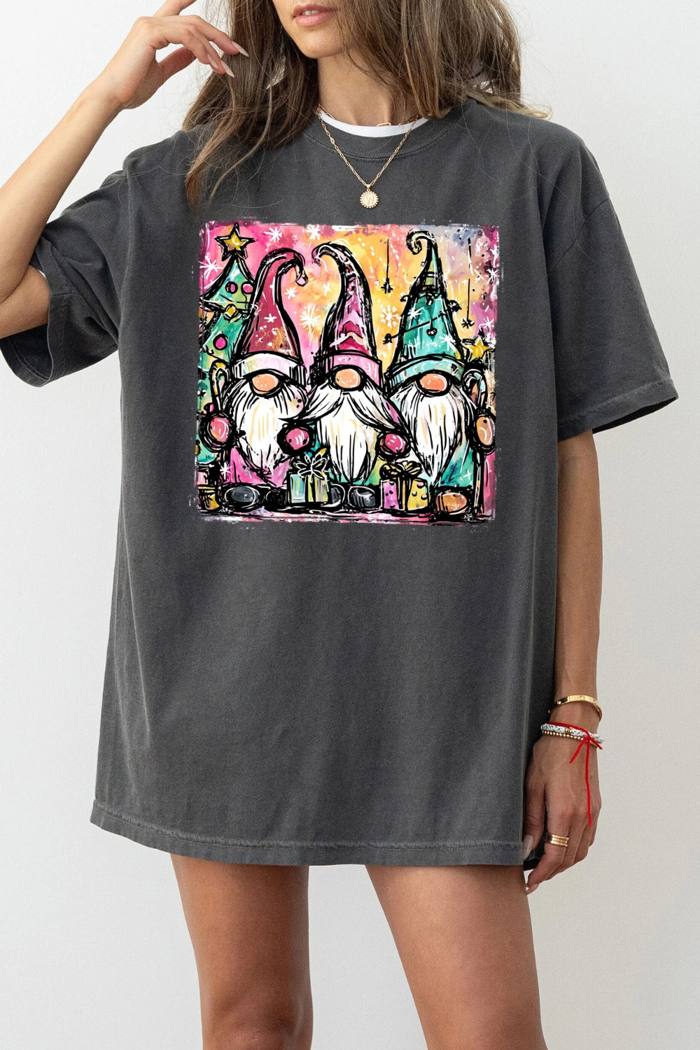 Cute Christmas Santa Gnome Tee For Women