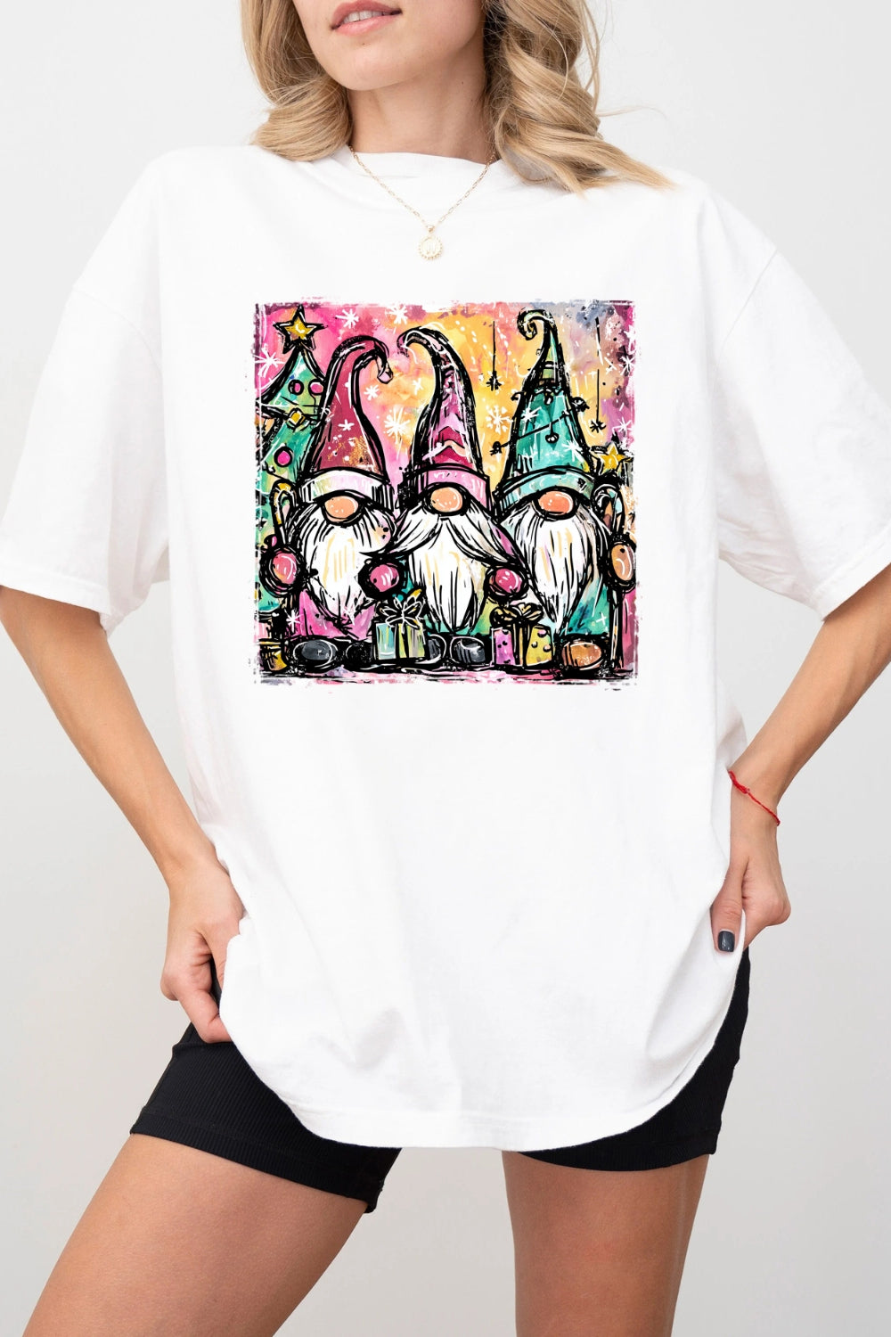 Cute Christmas Santa Gnome Tee For Women