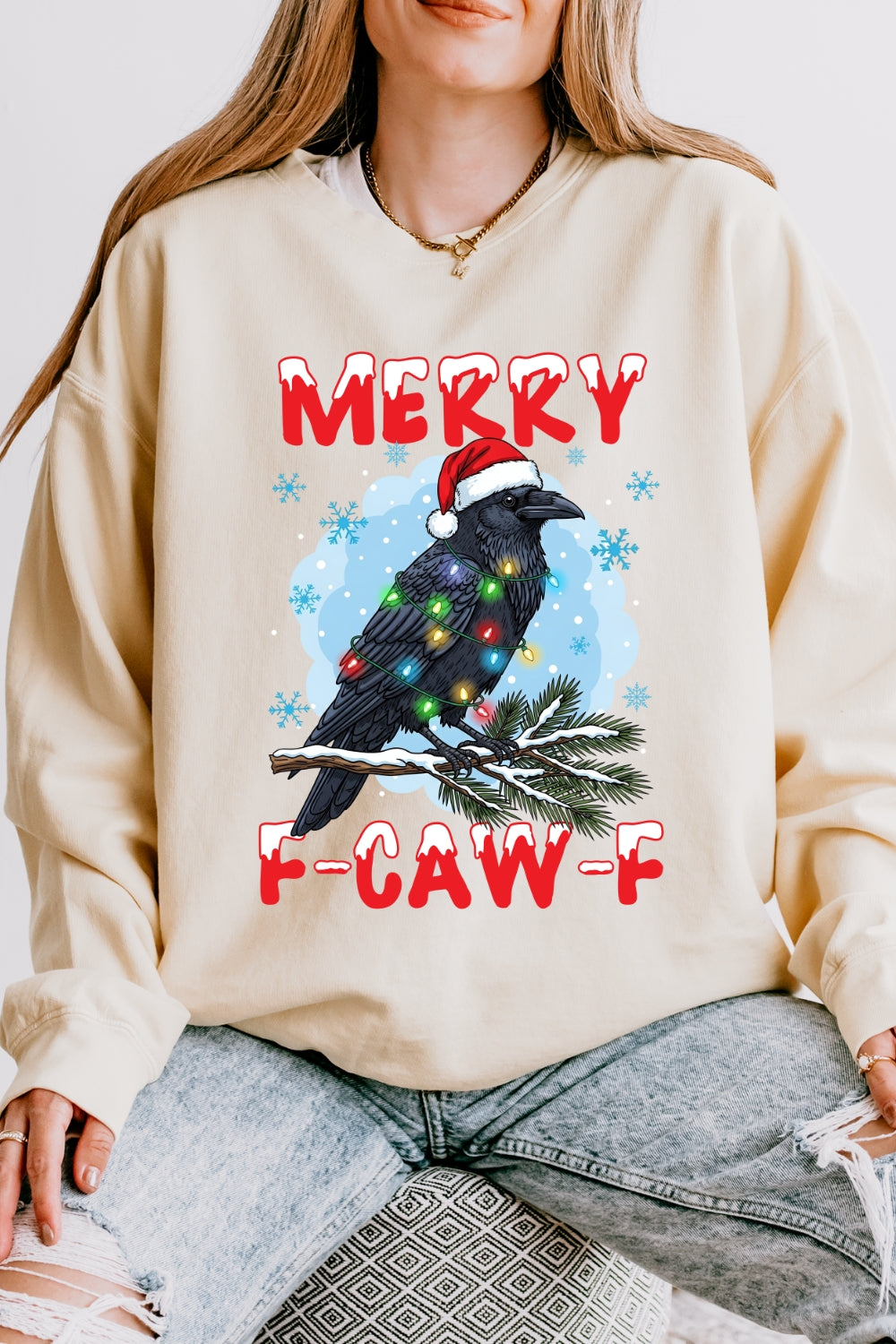 Merry Christmas F-Caw-F Crow Sweatshirt For Women