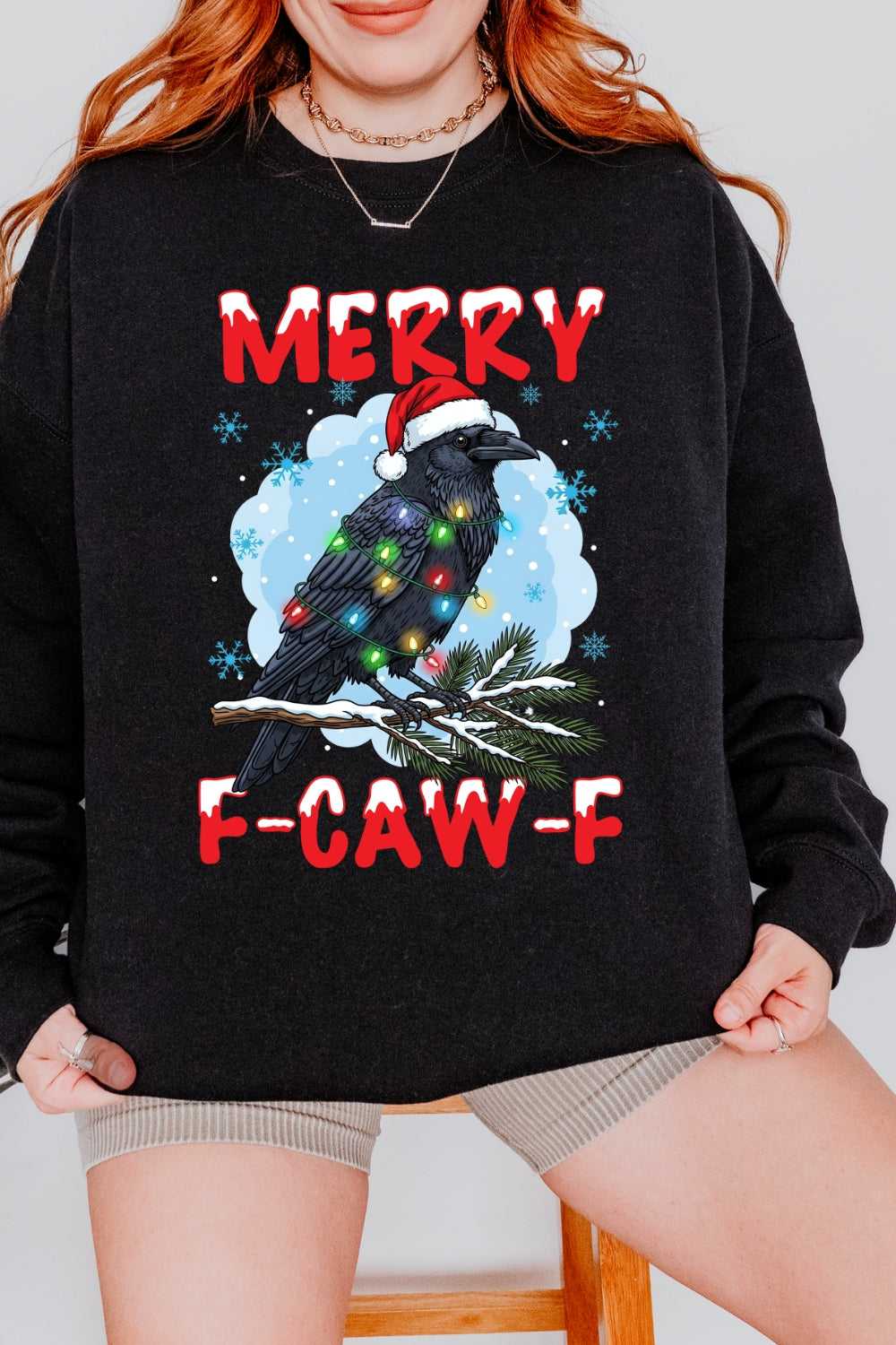 Merry Christmas F-Caw-F Crow Sweatshirt For Women