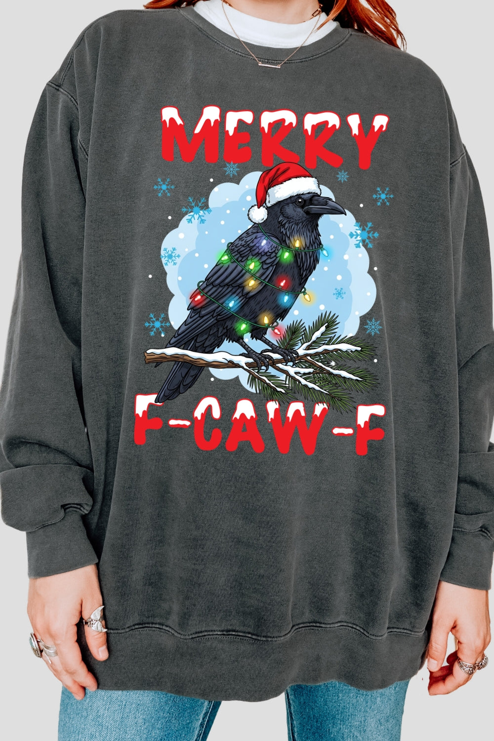 Merry Christmas F-Caw-F Crow Sweatshirt For Women