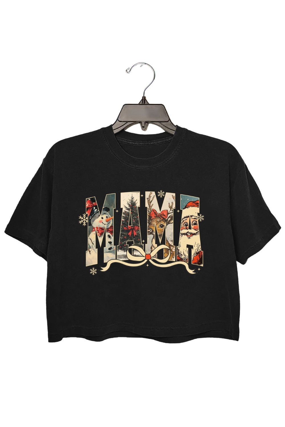 Preppy Christmas Mama Letters Crop Top For Women