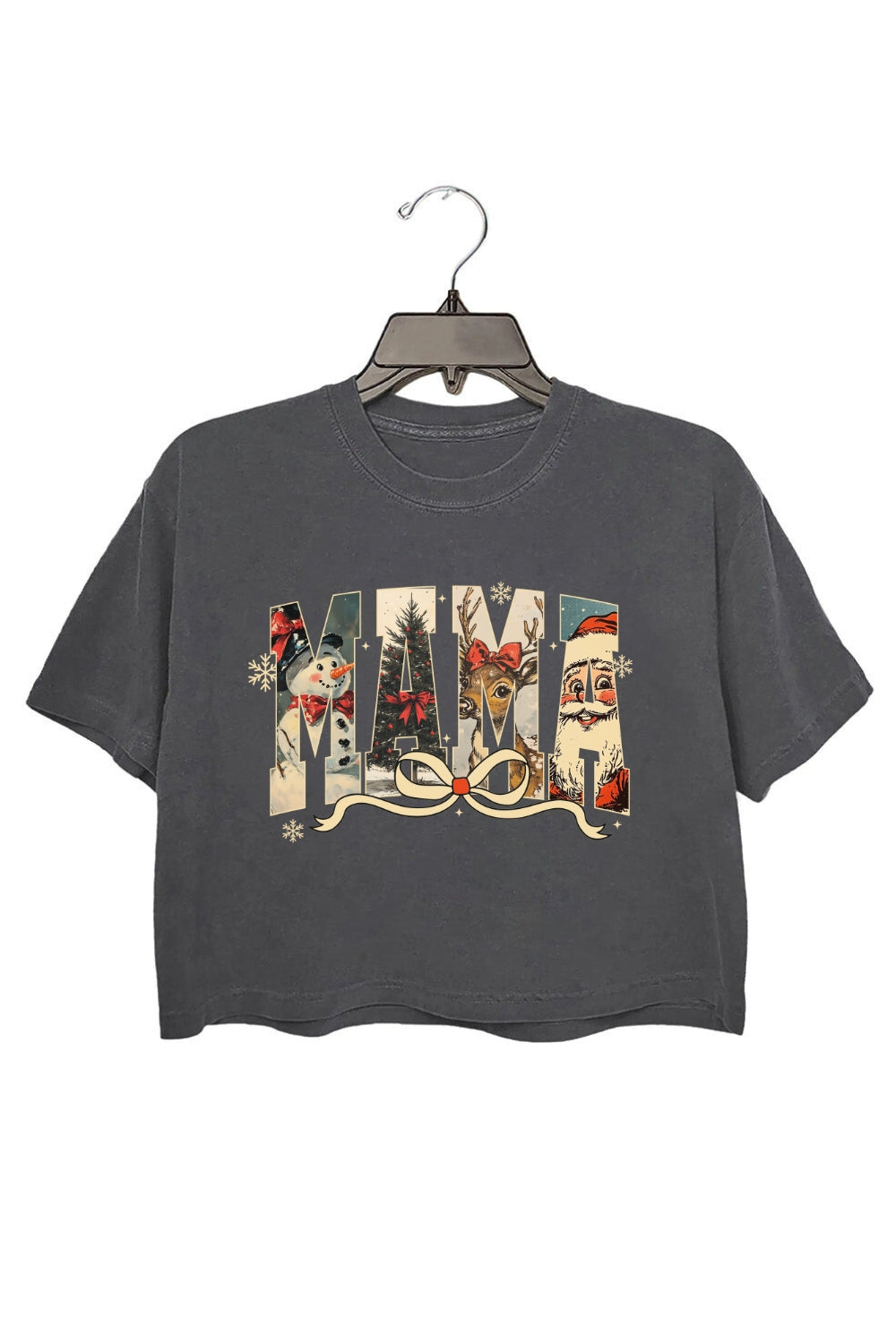 Preppy Christmas Mama Letters Crop Top For Women