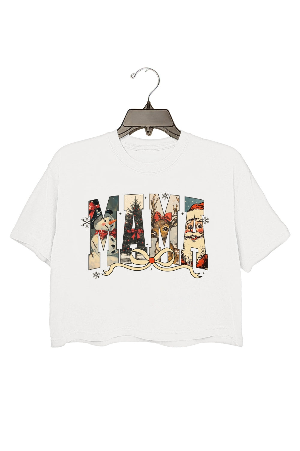 Preppy Christmas Mama Letters Crop Top For Women