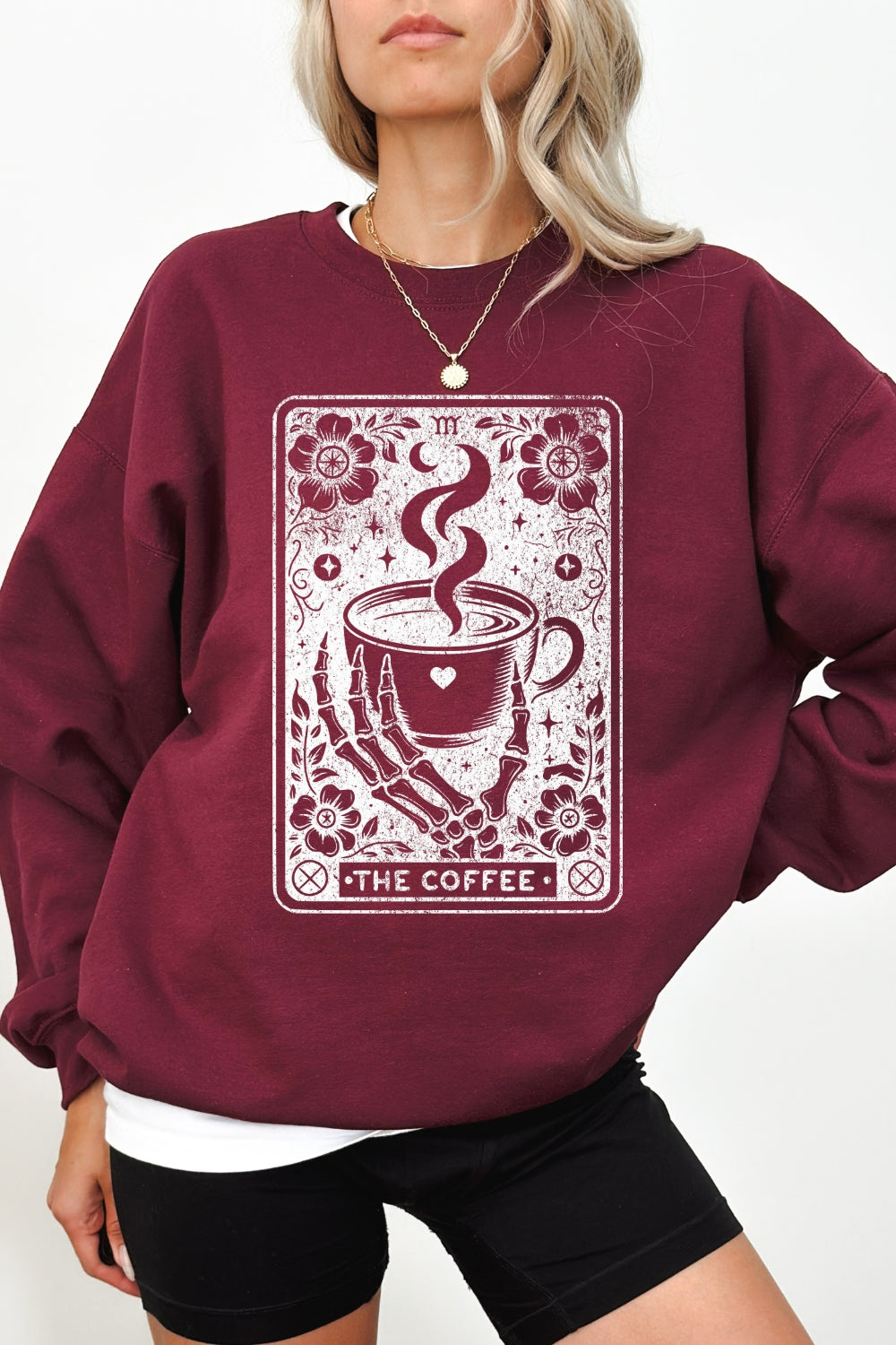The Coffee Tarot Card Skeleton Sweatshirt For Women