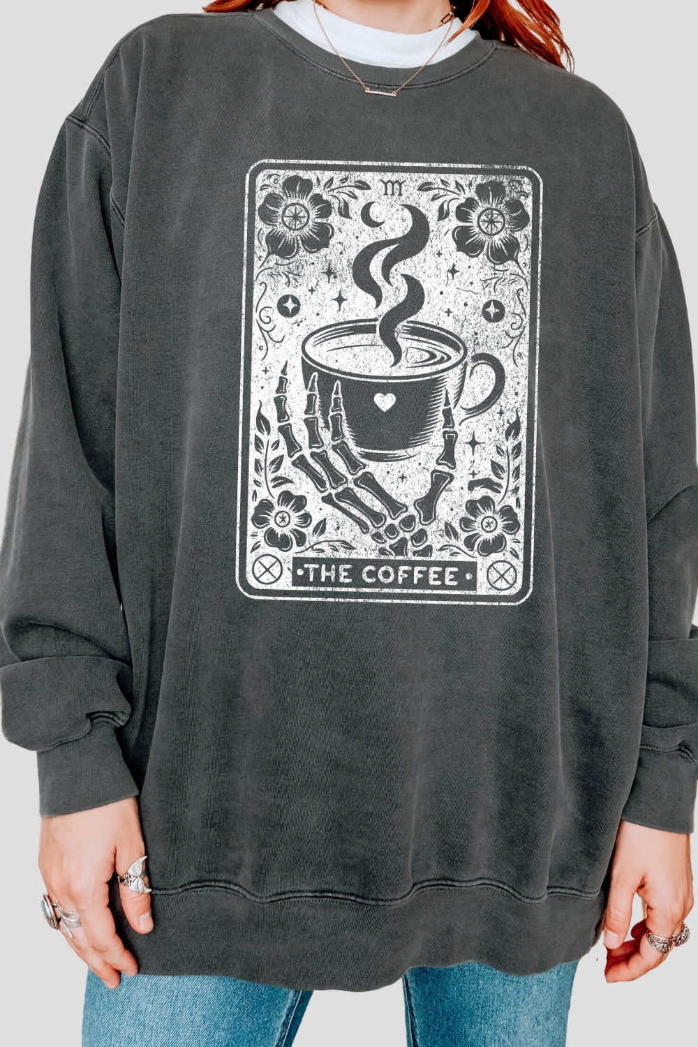 The Coffee Tarot Card Skeleton Sweatshirt For Women