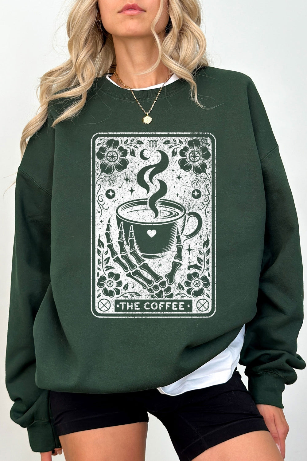 The Coffee Tarot Card Skeleton Sweatshirt For Women