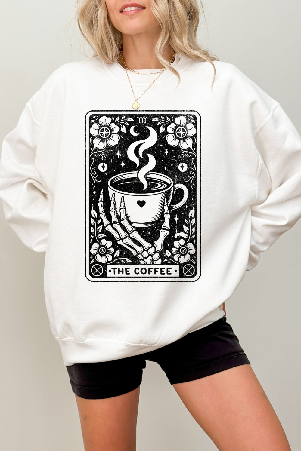 The Coffee Tarot Card Skeleton Sweatshirt For Women