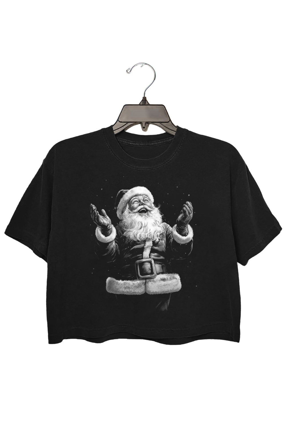 Vintage Santa Claus Holiday Illustration Crop Top For Women
