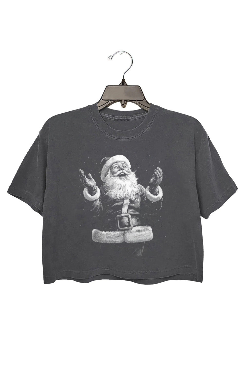 Vintage Santa Claus Holiday Illustration Crop Top For Women