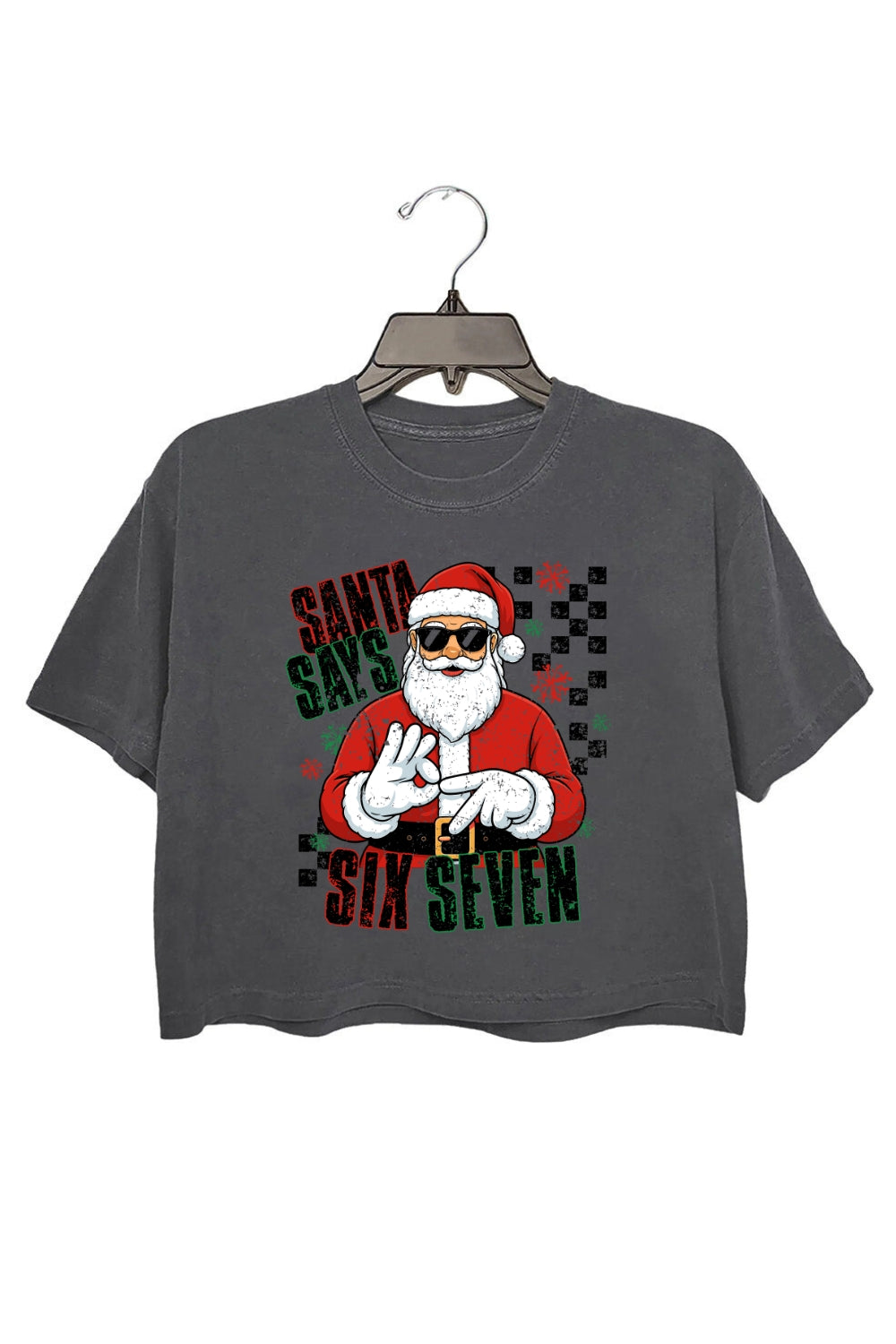 Santa Says Six Seven Funny Christmas Crop Top For Women