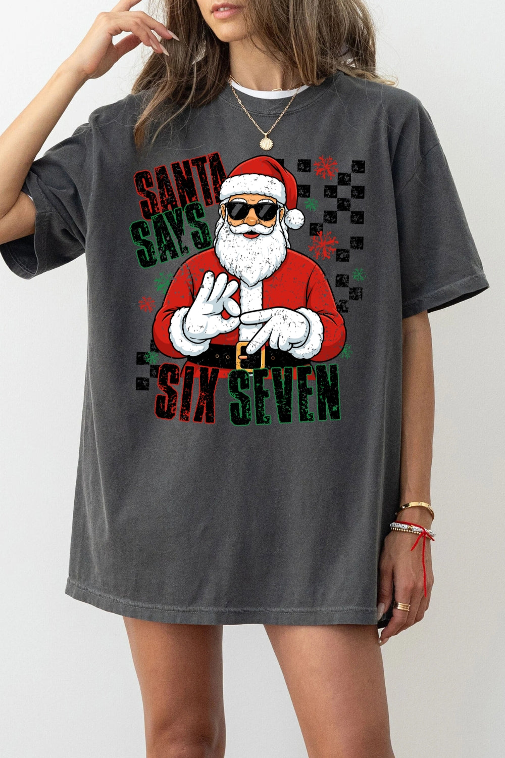 Santa Says Six Seven Funny Christmas Tee For Women