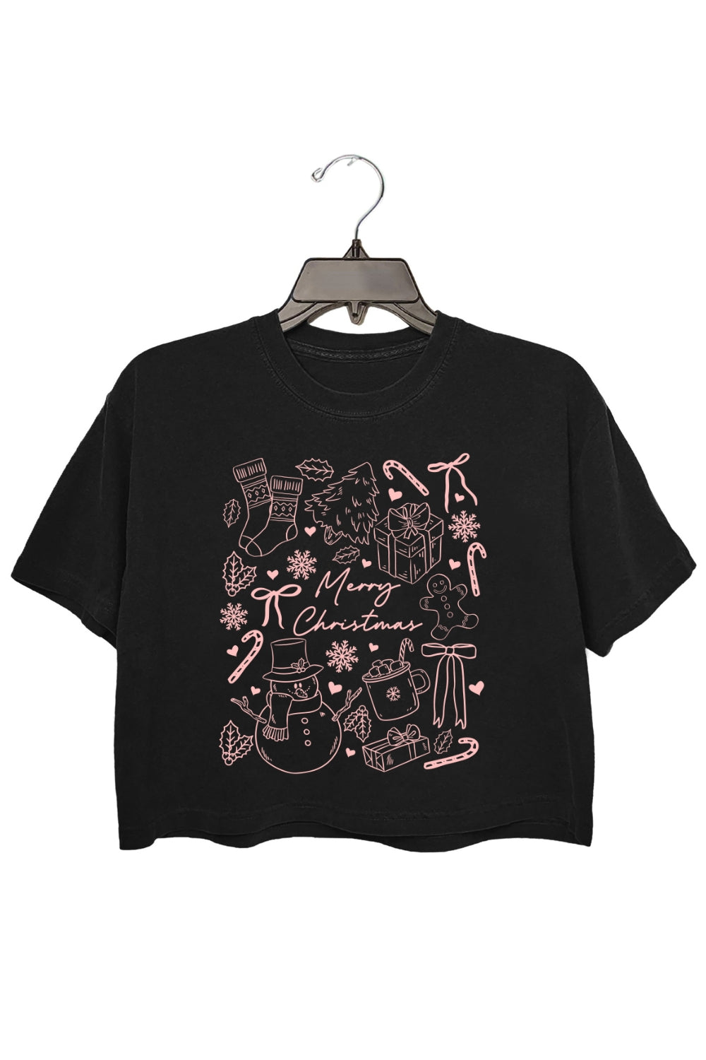 Merry Christmas Festive Icons Crop Top For Women