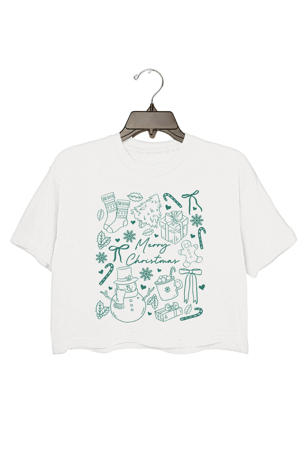 Merry Christmas Festive Icons Crop Top For Women