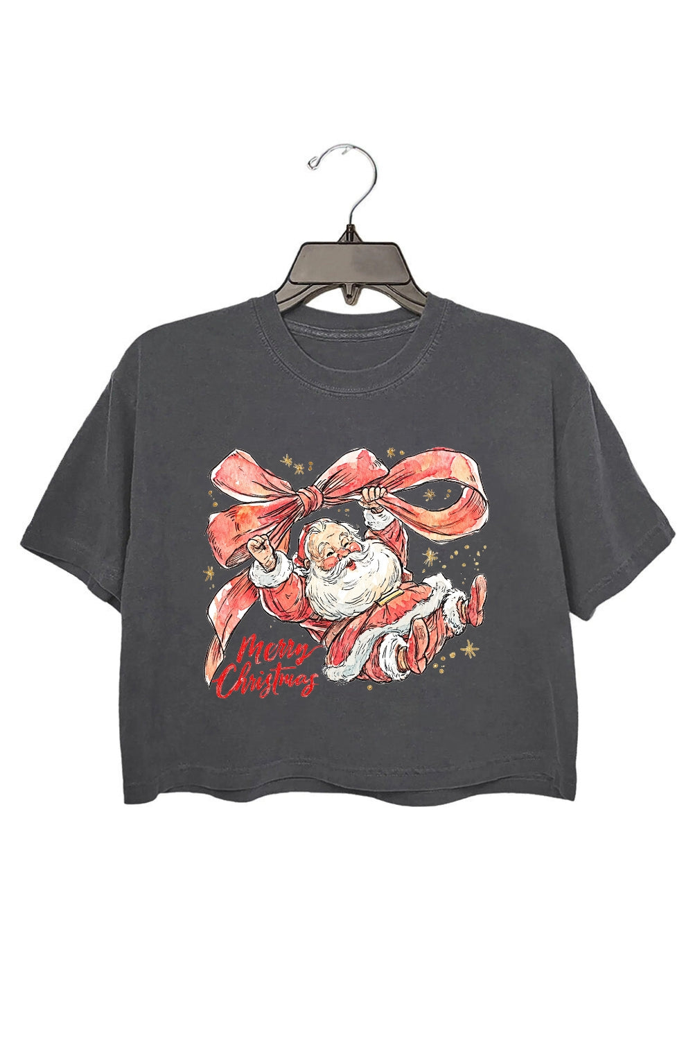 Coquette Merry Christmas With Santa Crop Top For Women