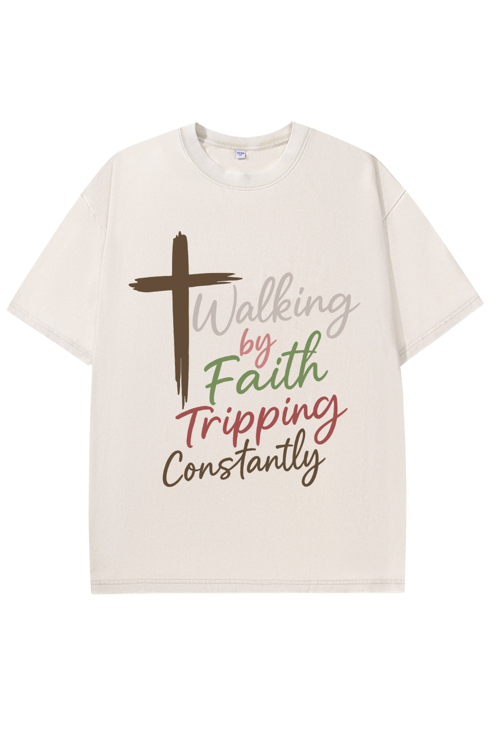 Walking By Faith Tripping Constantly Vintage Washed Tee