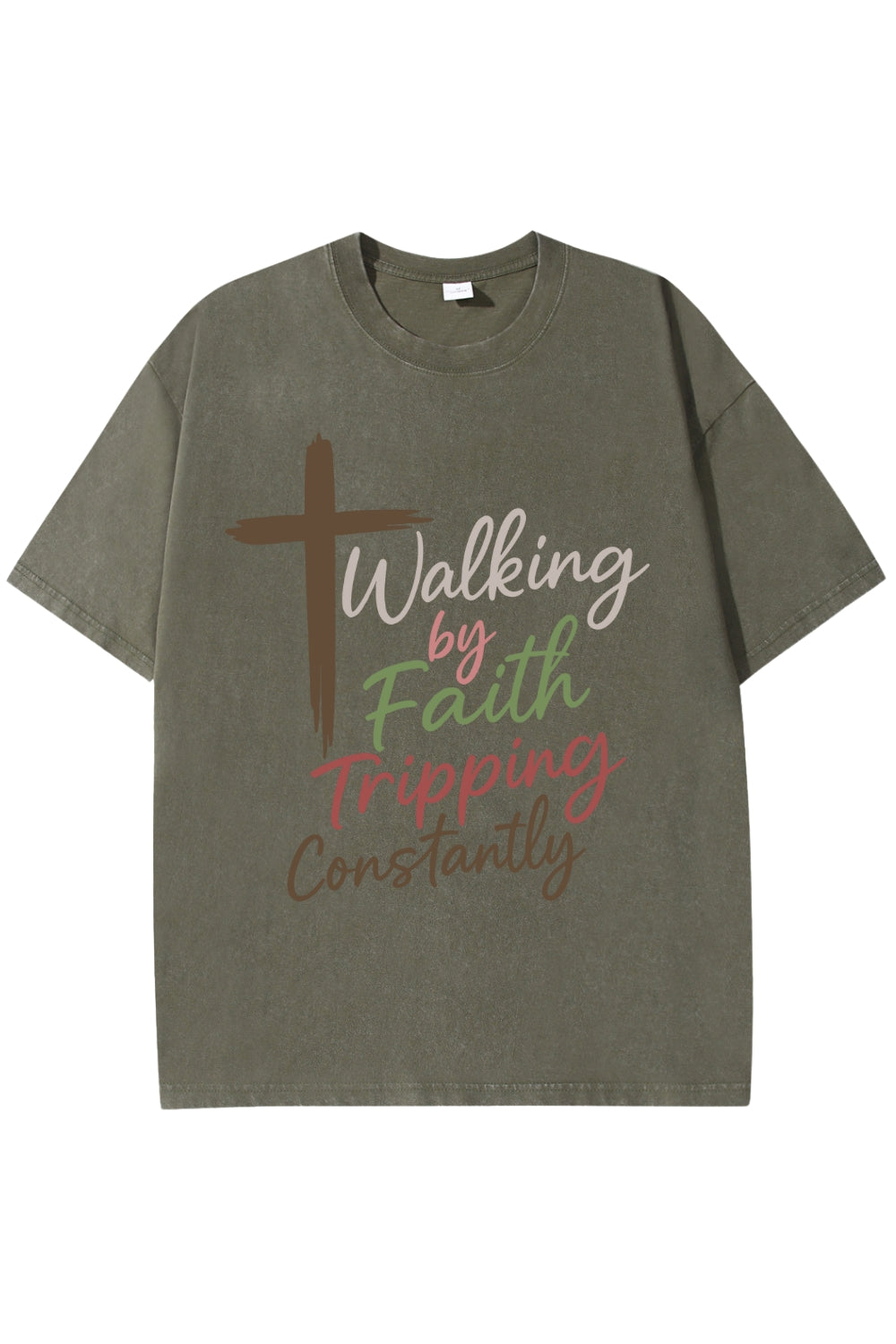 Walking By Faith Tripping Constantly Vintage Washed Tee