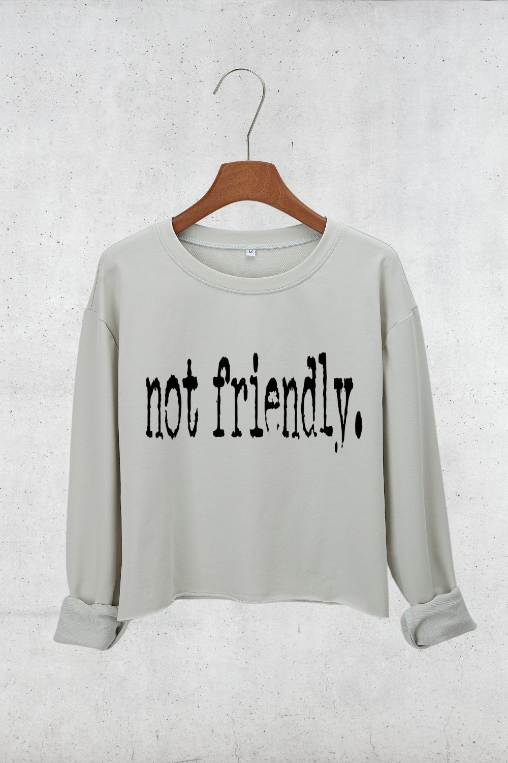 Not Friendly Typography Design Crop Sweatshirt For Women