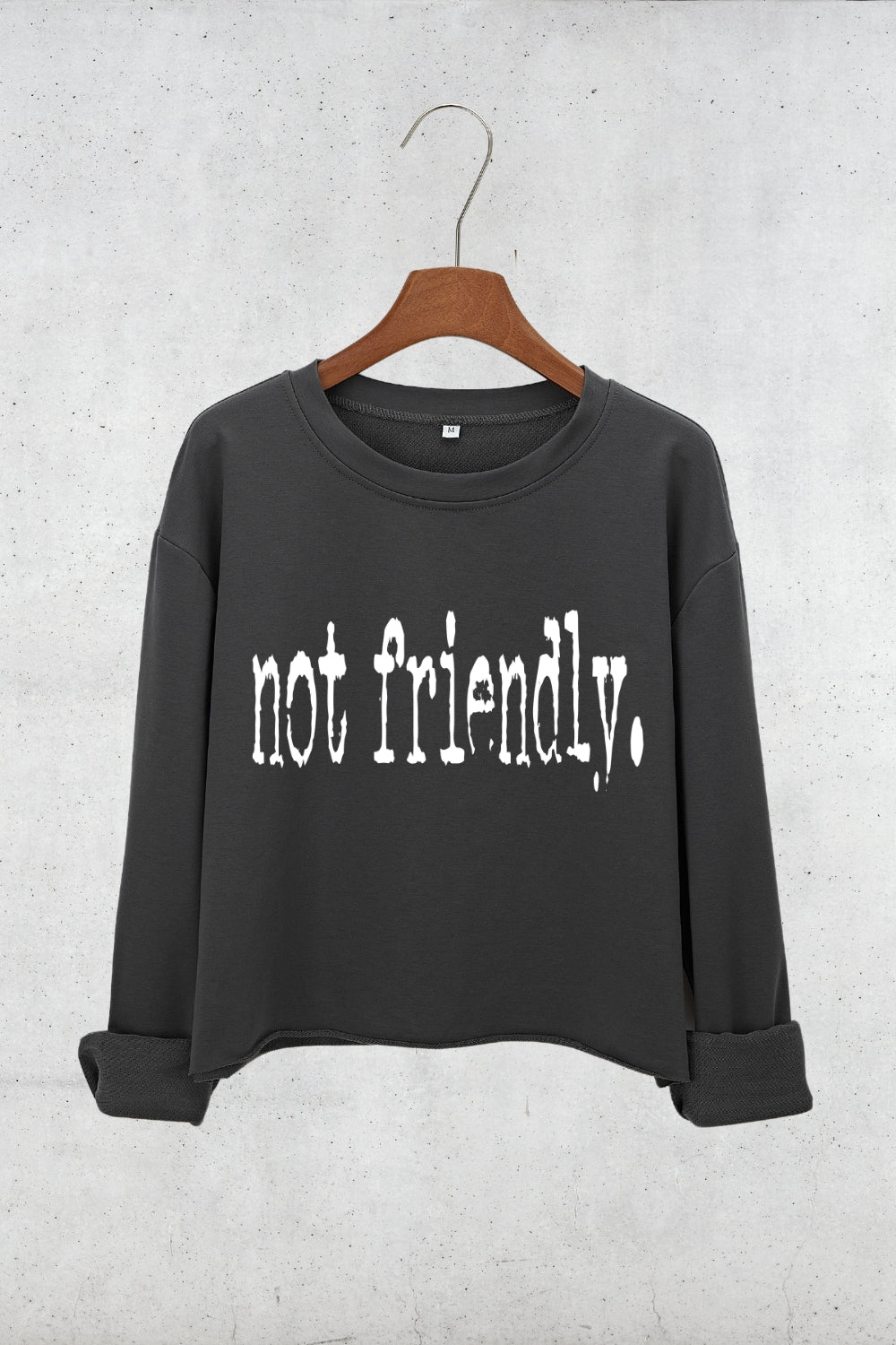 Not Friendly Typography Design Crop Sweatshirt For Women
