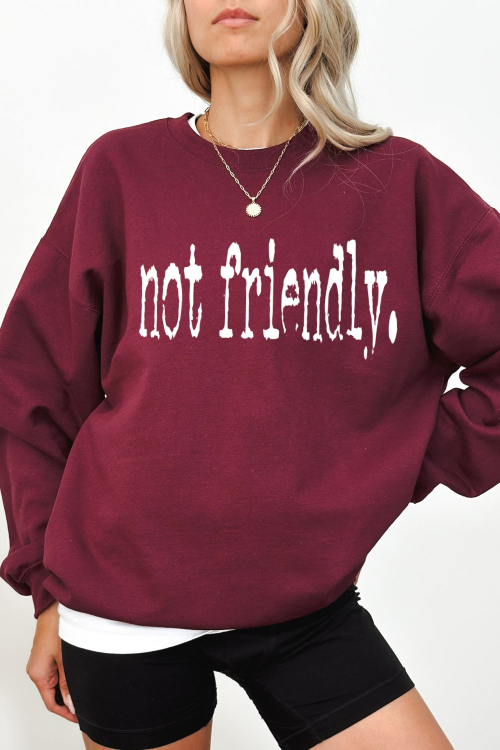 Not Friendly Typography Design Sweatshirt For Women