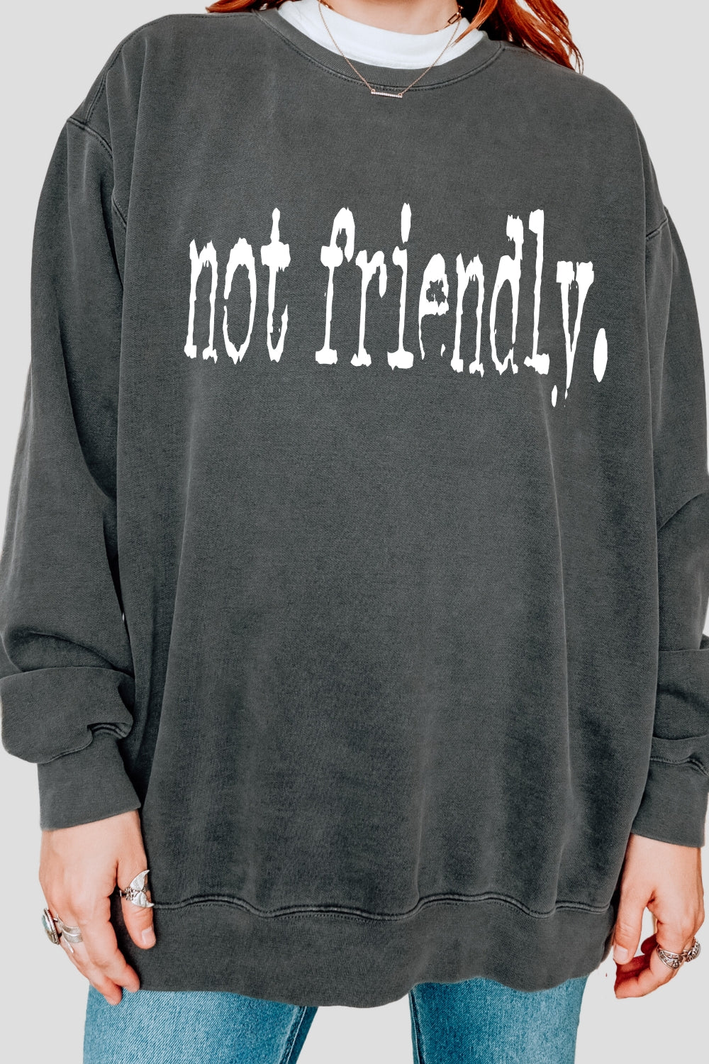 Not Friendly Typography Design Sweatshirt For Women