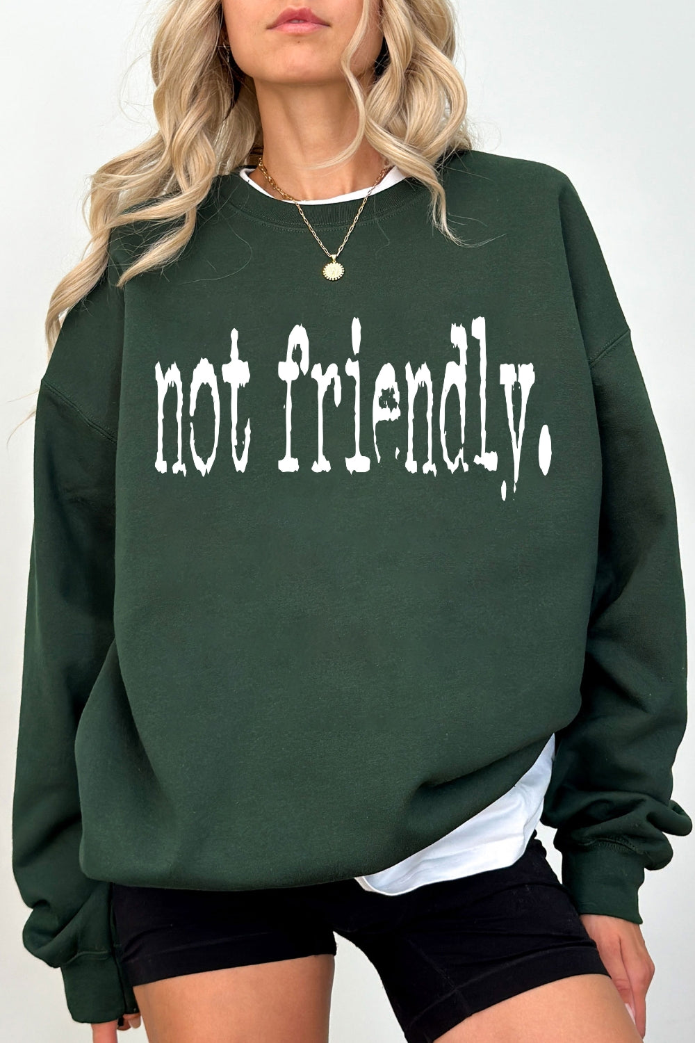 Not Friendly Typography Design Sweatshirt For Women