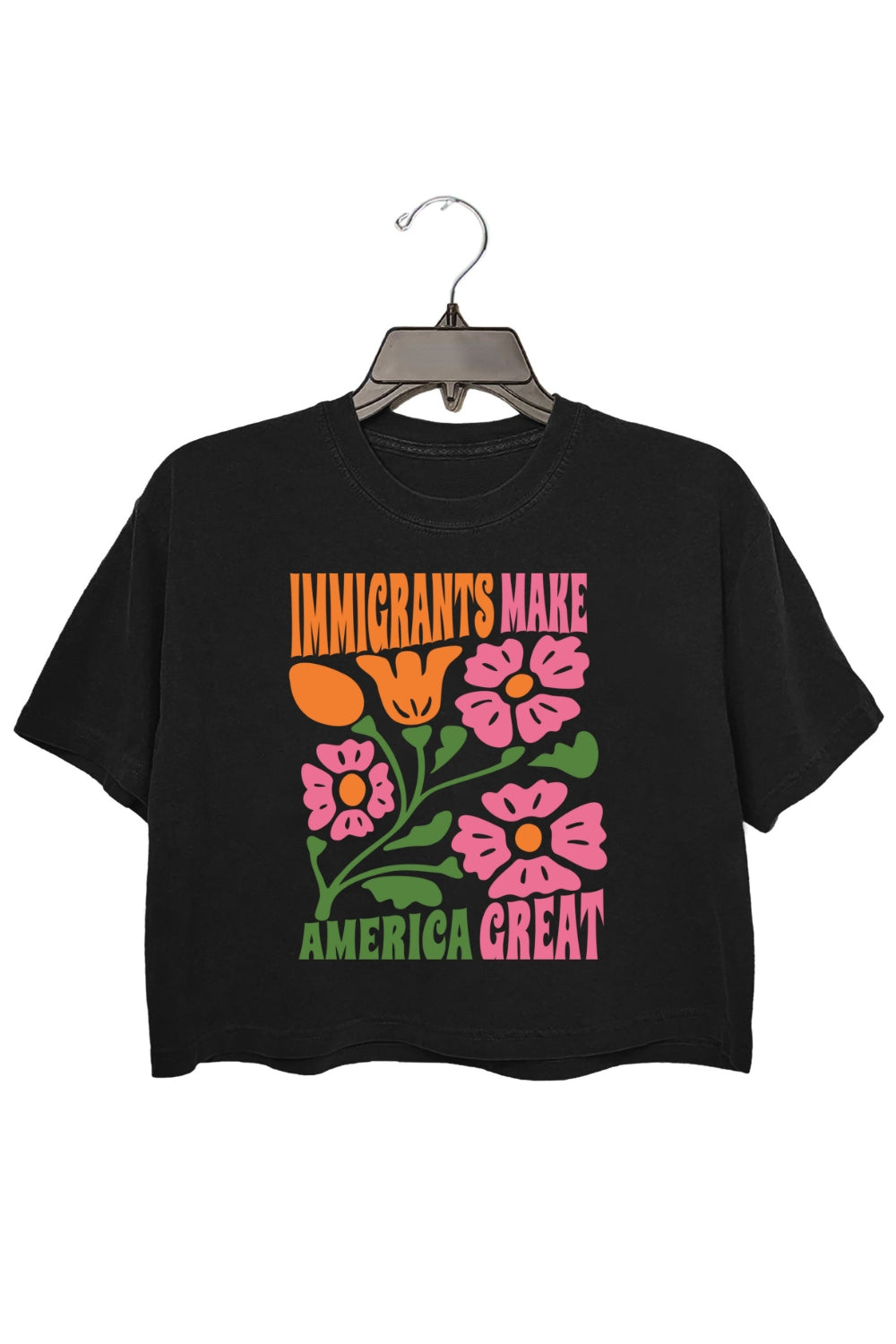 Retro Immigrants Make America Great Flowers Crop Top For Women