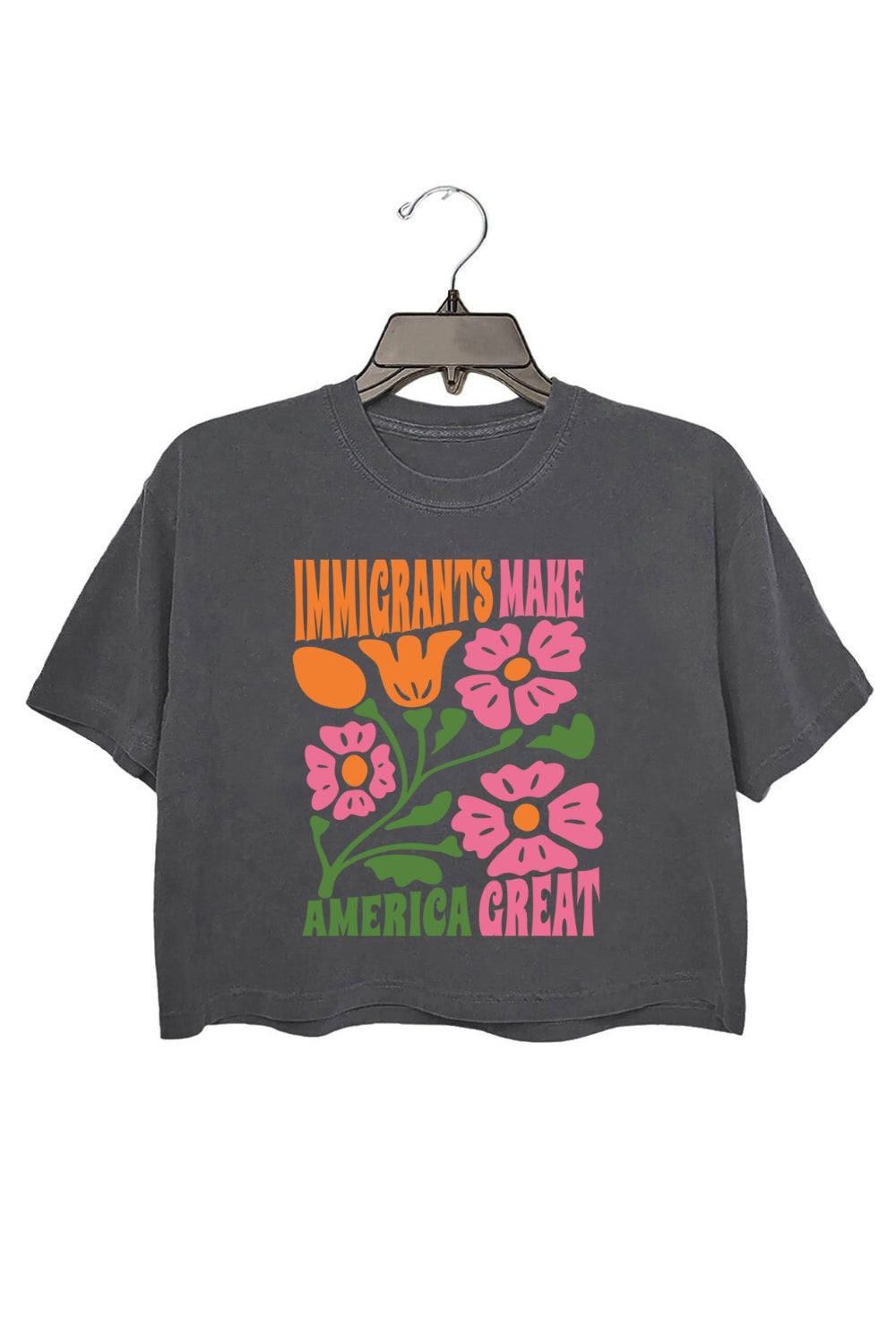 Retro Immigrants Make America Great Flowers Crop Top For Women