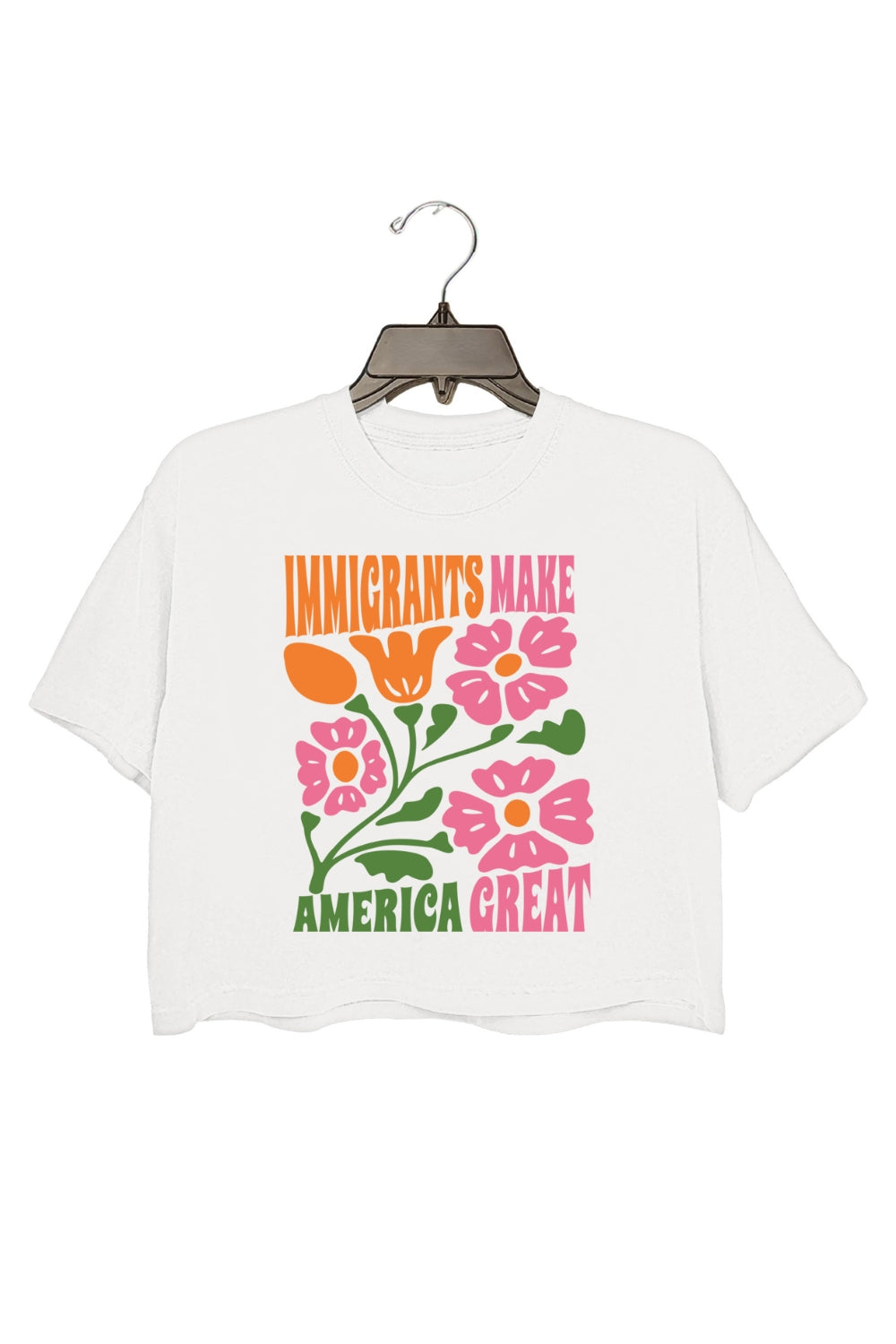 Retro Immigrants Make America Great Flowers Crop Top For Women