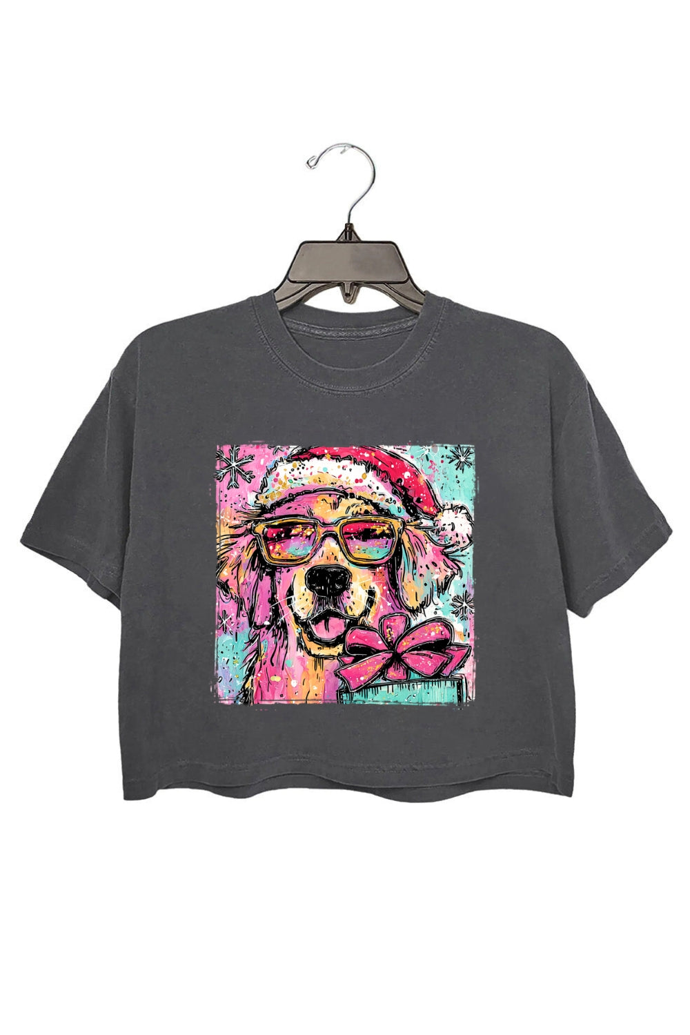 Cute Christmas Golden Retriever Crop Top For Women