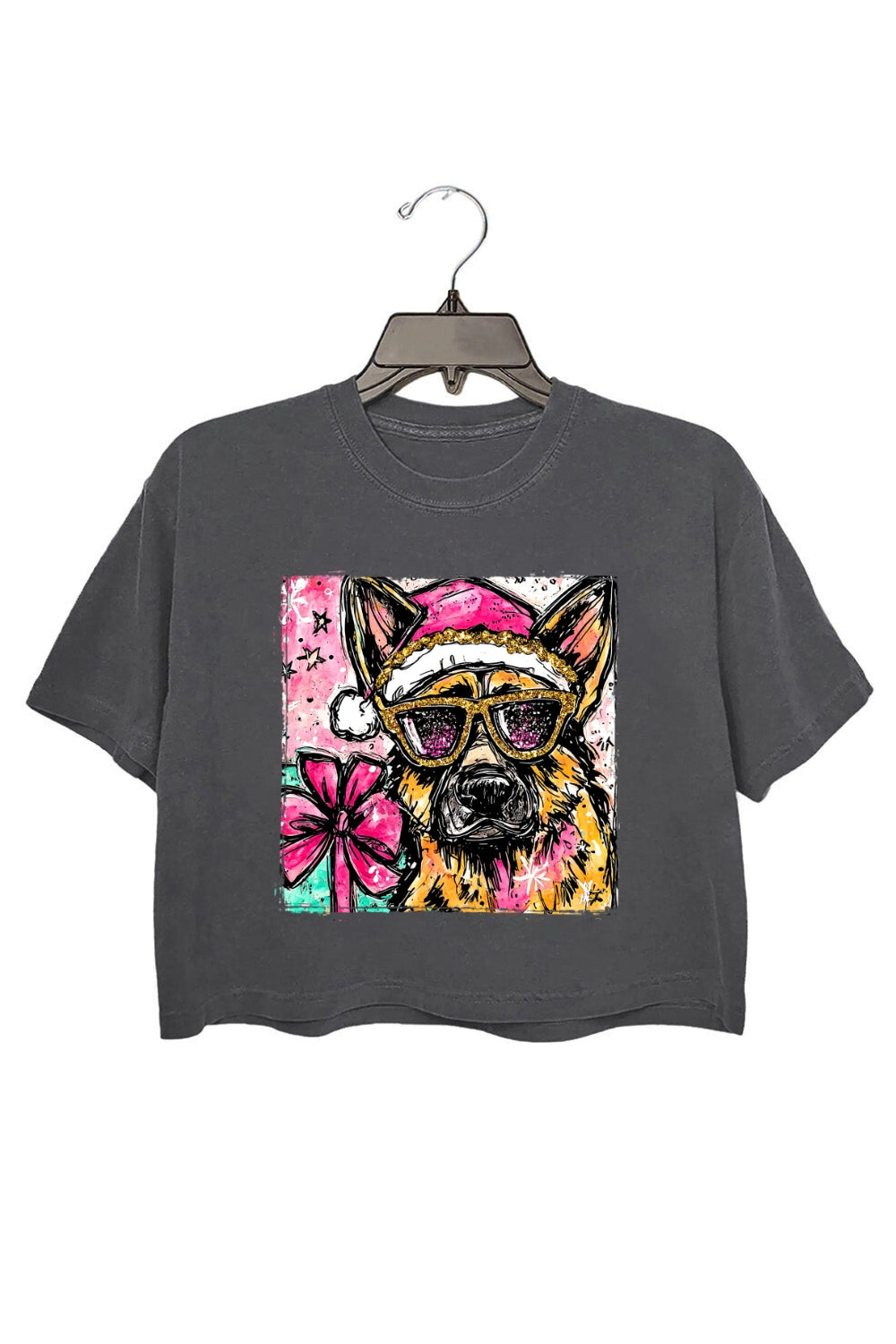 Cute Christmas German Shepherd Crop Top For Women