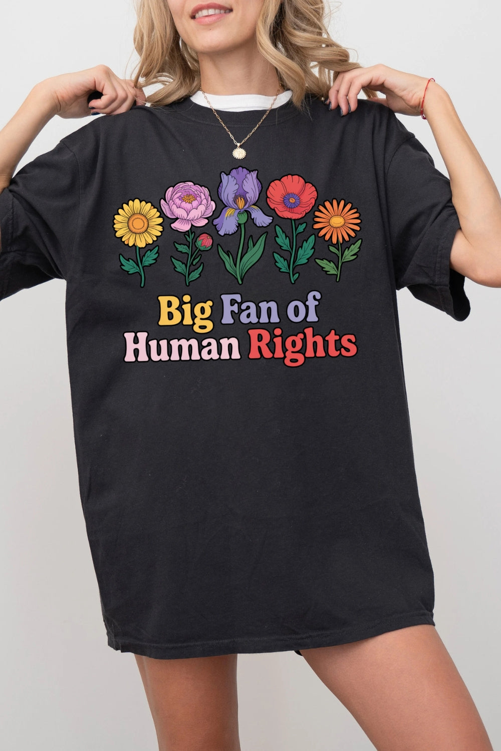 Big Fan Of Human Rights Floral Tee For Women
