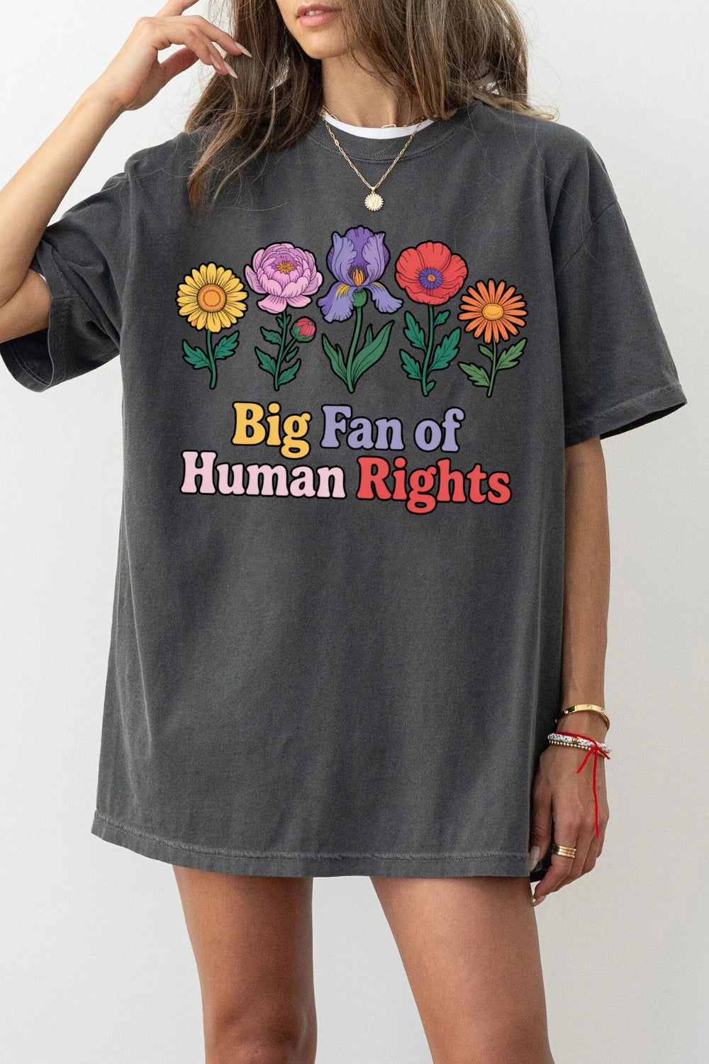 Big Fan Of Human Rights Floral Tee For Women