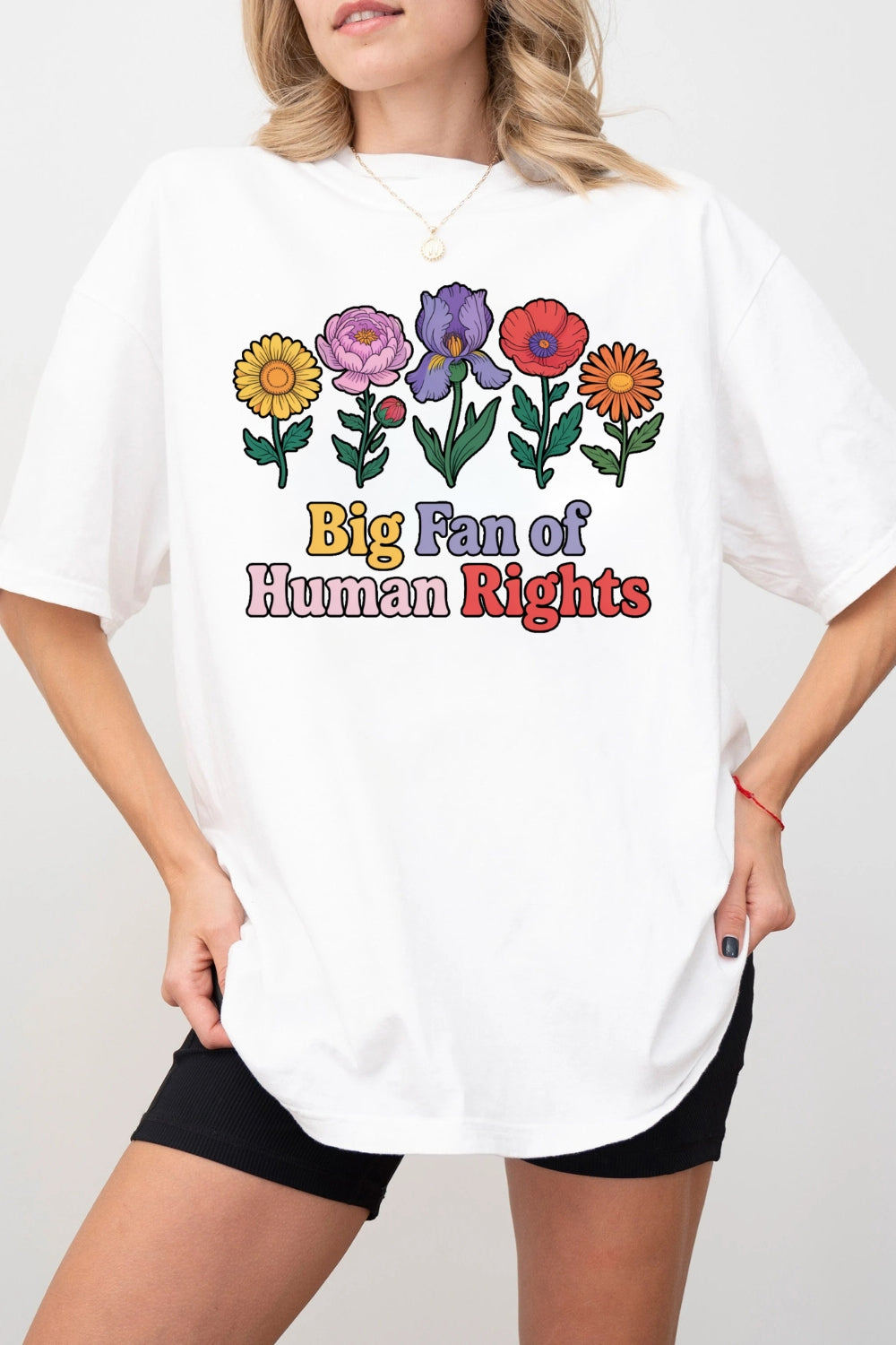 Big Fan Of Human Rights Floral Tee For Women