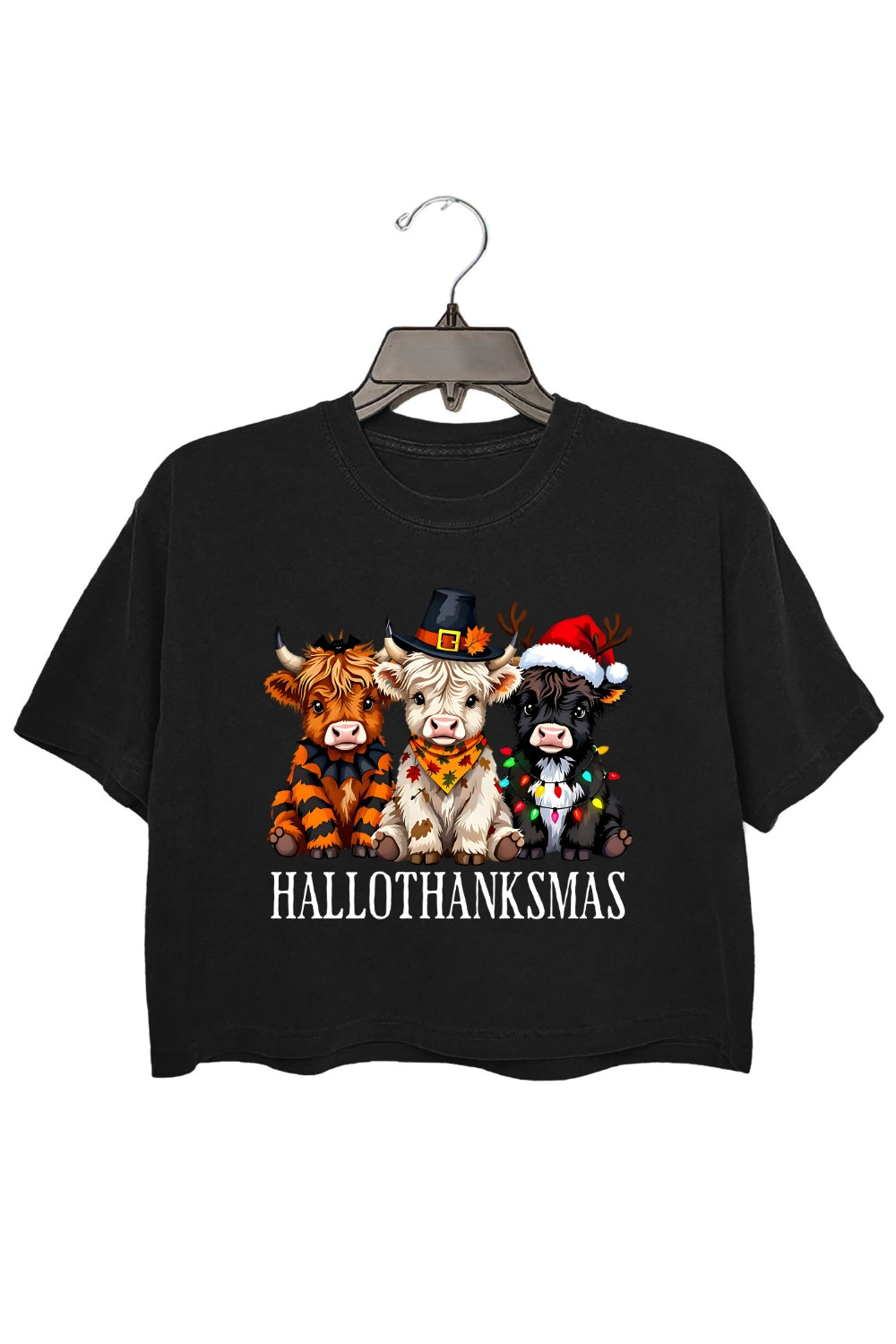 Highland Cows Hollothanksmas Crop Top For Women